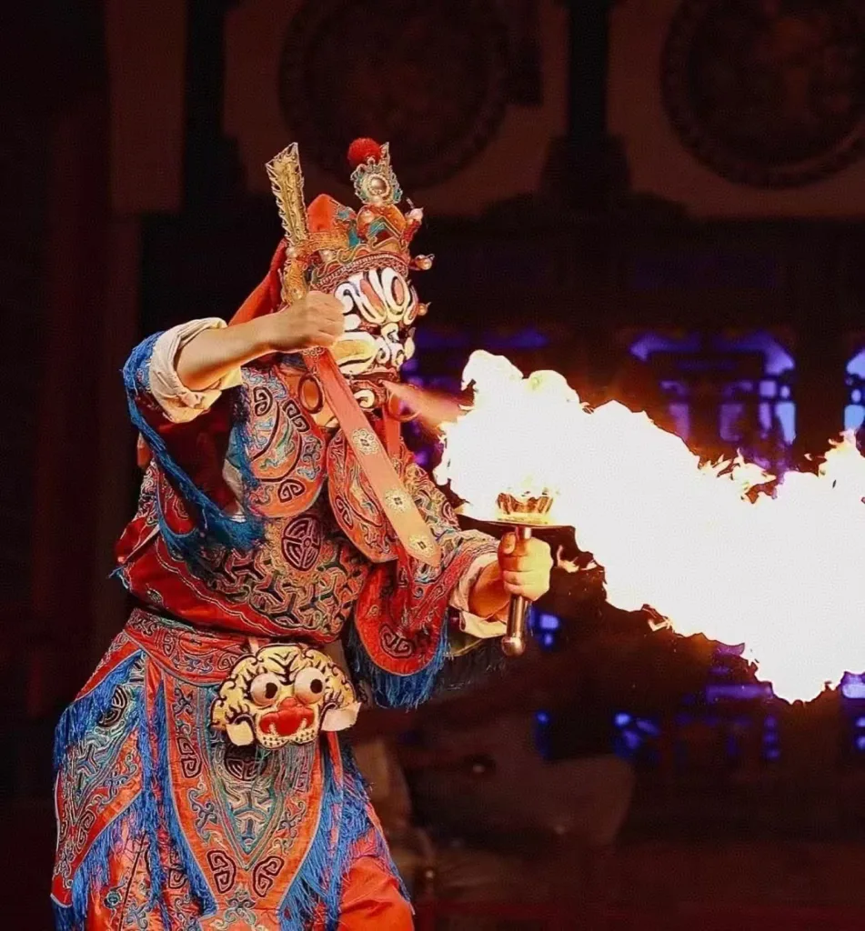 A dramatic Sichuan Opera performance in Chengdu