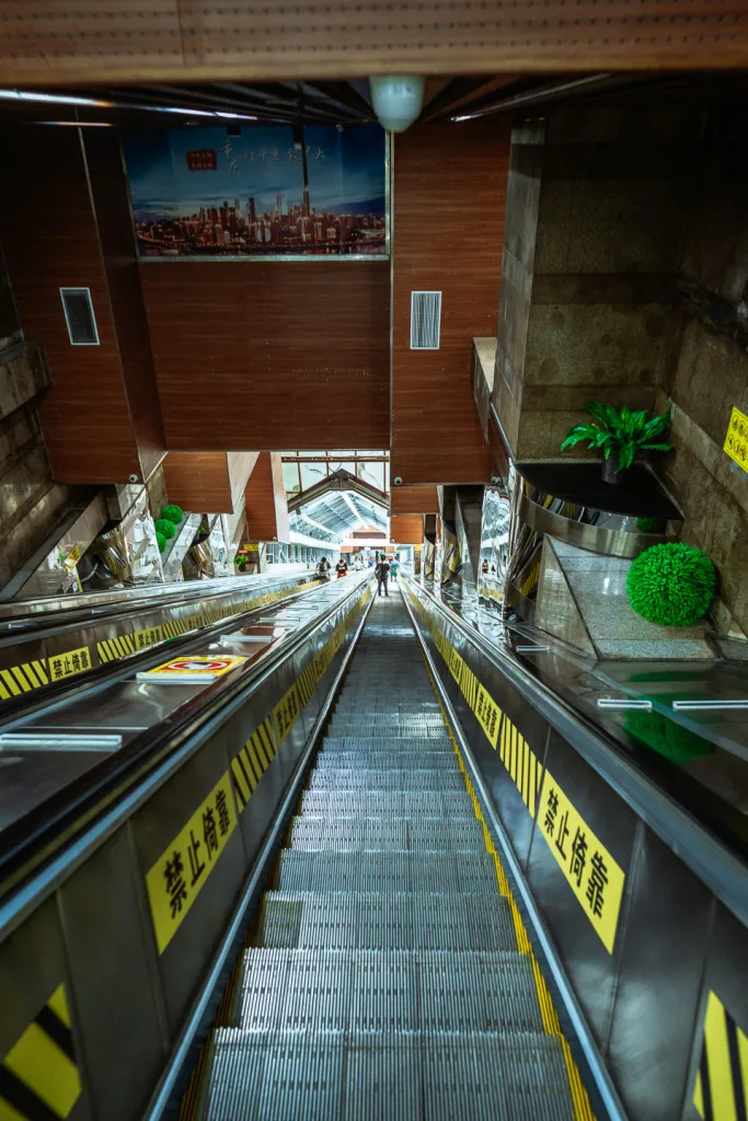 The long Crown Escalator at Lianglukou in Chongqing