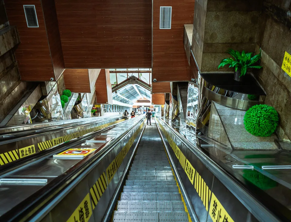 The long Crown Escalator at Lianglukou in Chongqing