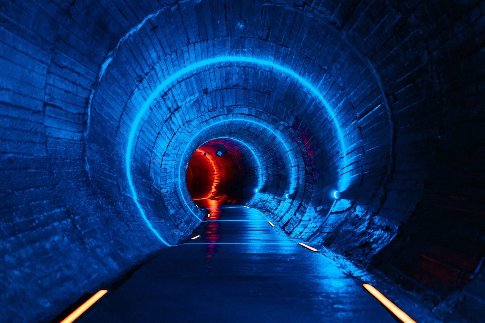 The illuminated underground tunnels and industrial spaces of Chongqing 816 Nuclear Plant